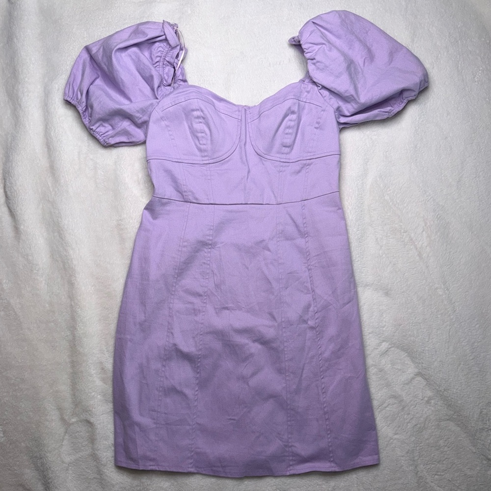 ASTR The Label Lilac Puff Sleeve Bustier Mini Dress Size L